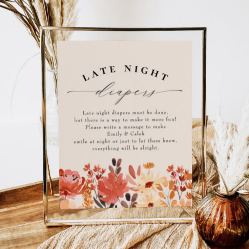 Fall Wildflower Late Night Diapers Baby Shower