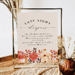 Fall Wildflower Late Night Diapers Baby Shower Poster at Zazzle