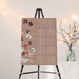 Fall Wildflower Meadow Taupe Wedding Seating Chart Foam Board