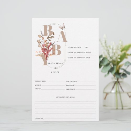 Fall wildflower minimalist Baby Shower game