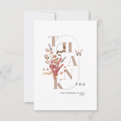 Fall wildflower minimalist Baby Shower Thank You Card