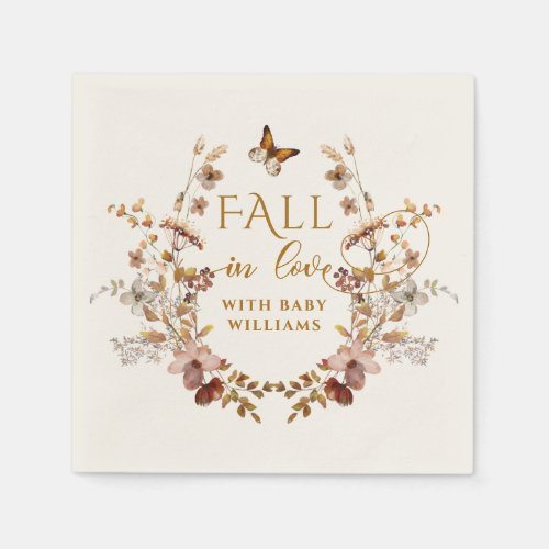 Fall Wildflower Minimalist Elegant Baby Shower  Napkins