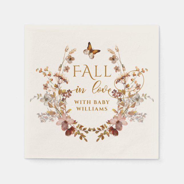 Fall Wildflower Minimalist Elegant Baby Shower  Napkins (Front)