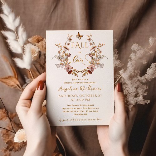 Fall Wildflower Minimalist Elegant Bridal Shower Invitation