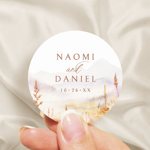 Fall Wildflower Mountain Rustic Wedding Favors Classic Round Sticker