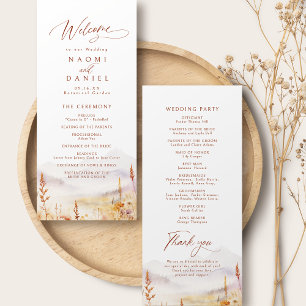 Fall Wildflower Mountain Rustic Wedding Programs