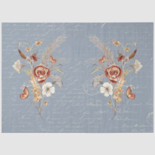 Fall Wildflower Pampas Grass Dusty Blue Decoupage Tissue Paper