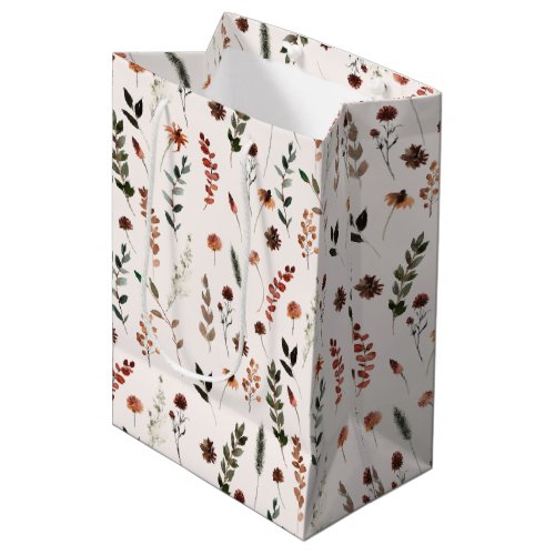 Fall Wildflower Pattern Medium Gift Bag