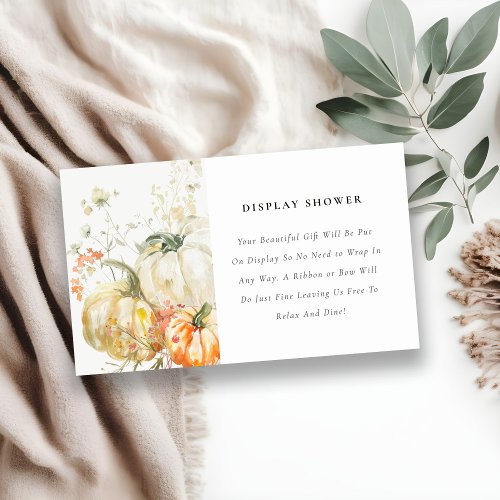 Fall Wildflower Pumpkin Display Shower Baby Shower Enclosure Card