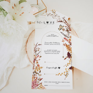 Fall wildflower rustic minimalist Baby Shower All In One Invitation
