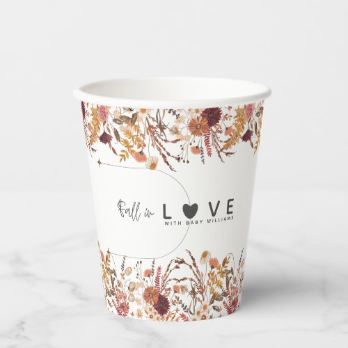Fall wildflower rustic minimalist Baby Shower Paper Cups
