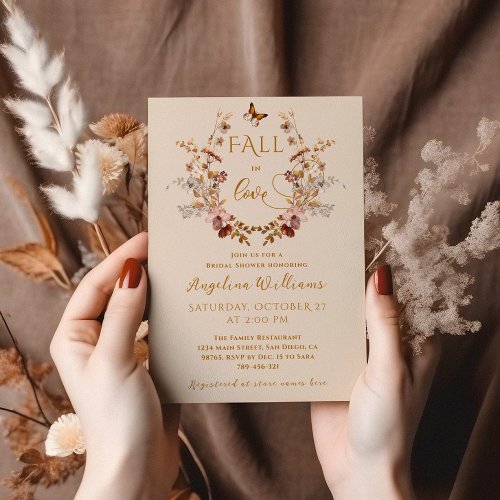 Fall Wildflower terracotta Elegant Bridal Shower Invitation