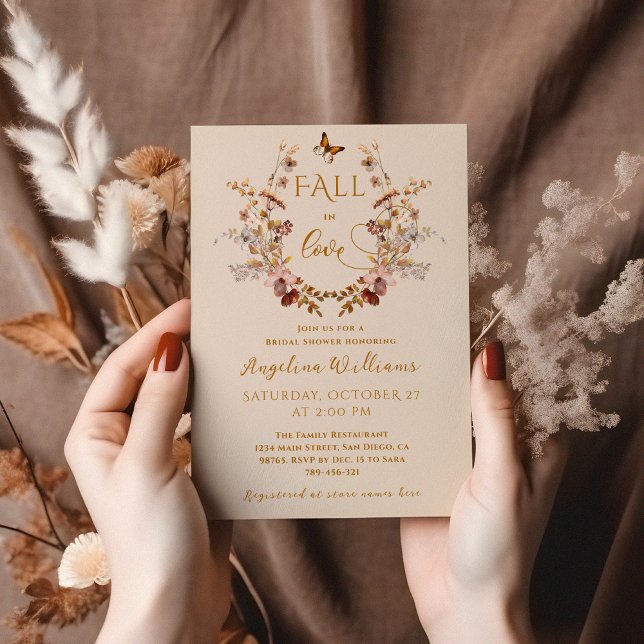 Fall Wildflower terracotta Elegant Bridal Shower Invitation (Creator Uploaded)