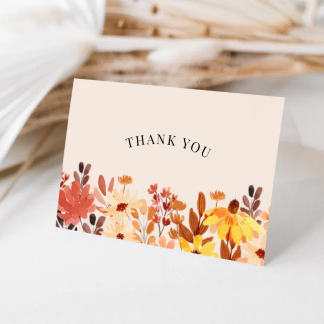 Fall Wildflower Terracotta Thank You | Zazzle