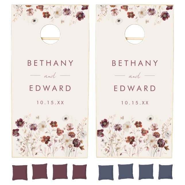 Fall Wildflower Wedding Cornhole Set (Set)
