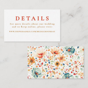 Fall Wildflower Wedding Details  Enclosure Card