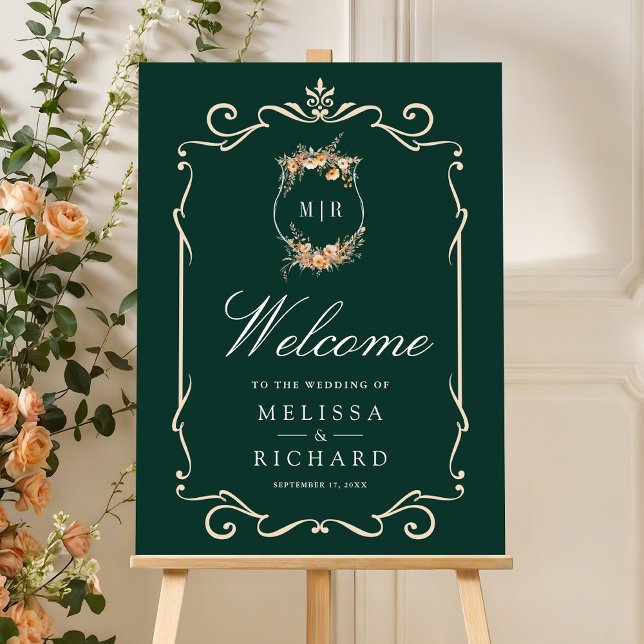 Fall Wildflower Wedding Emerald Green Welcome Sign (Creator Uploaded)