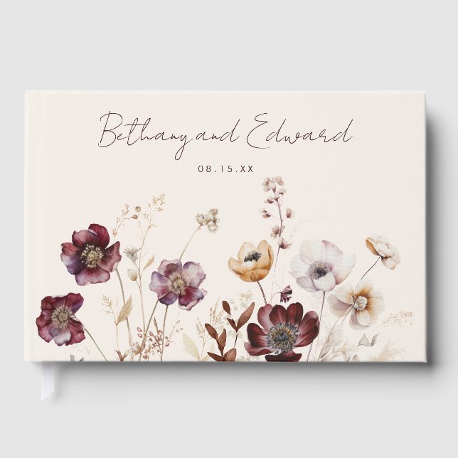 Fall Wildflower Wedding Guest Book (Front)