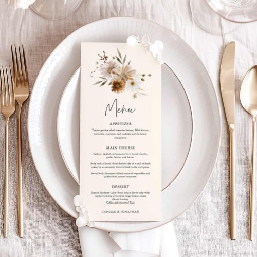 Fall Wildflower Wedding Menu