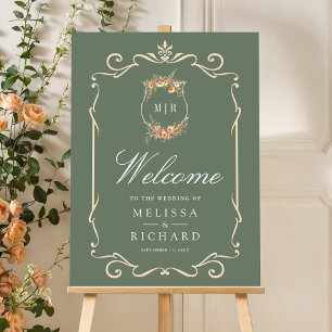 Fall Wildflower Wedding Sage Green Welcome Sign