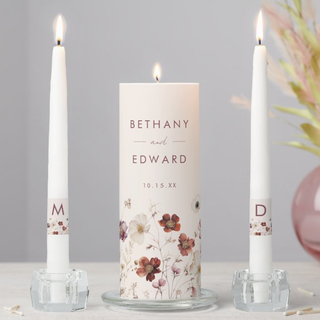 Fall Wildflower Wedding Unity Candle Set (In Situ)