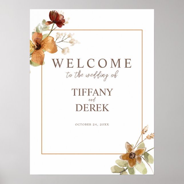 Fall Wildflower Wedding Welcome Poster (Front)