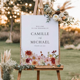 Fall Wildflower Wedding Welcome Sign 
