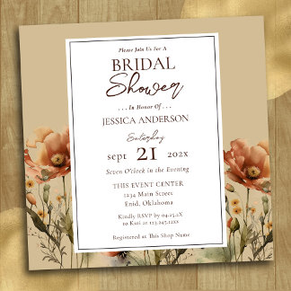 Fall Wildflowers Bridal Shower Invitation