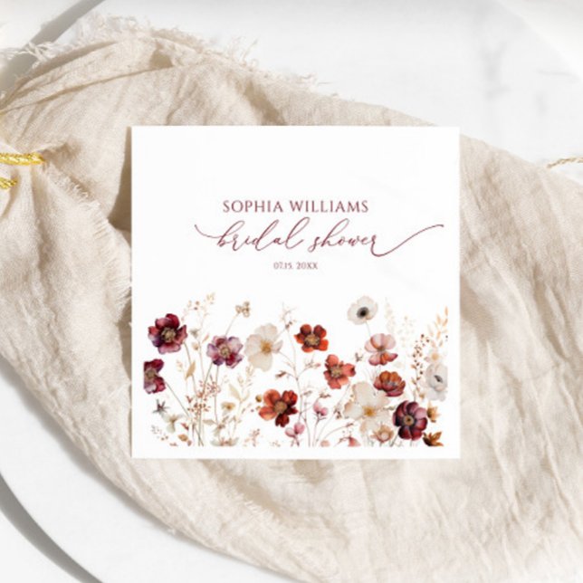 Fall Wildflowers Bridal Shower Napkins (Creator Uploaded)