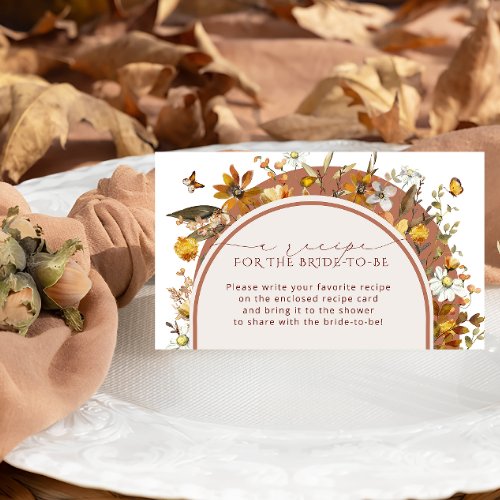 Fall Wildflowers Bridal Shower Recipe Request  Enclosure Card
