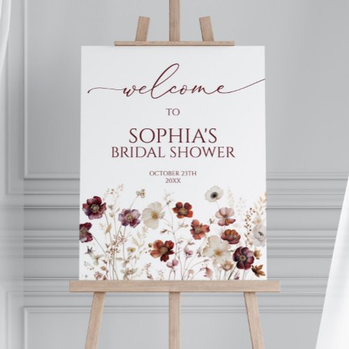 Fall Wildflowers Bridal Shower Welcome Sign