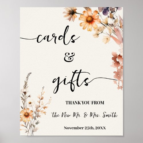 Fall Wildflowers Cards  Gifts Wedding Shower Poster