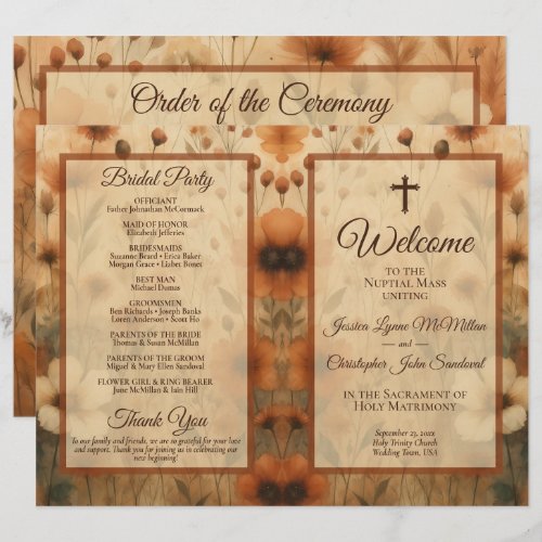 Fall Wildflowers DIY Fold Catholic Wedding Program