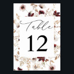 Fall Wildflowers Floral Table Number<br><div class="desc">Dress up your wedding or party tables with your Fall Wildflowers Fall Floral Table Number Card.</div>