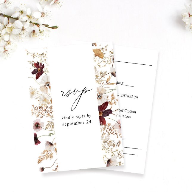 Fall Wildflowers Floral w Meal RSVP Card (Creator Uploaded)