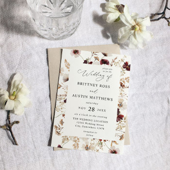 Fall Wildflowers Floral Wedding Invitation by M_Blue_Designs at Zazzle
