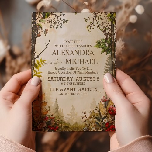 Fall Wildflowers Floral Wedding Invitation