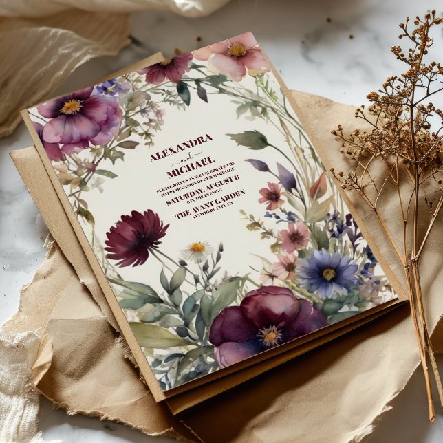 Fall Wildflowers Floral Wedding Invitation (Creator Uploaded)