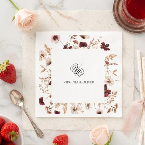 Fall Wildflowers Floral Wedding Napkins
