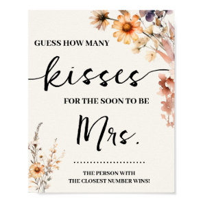 Fall Wildflowers How Many kisses for Mrs Game Sign