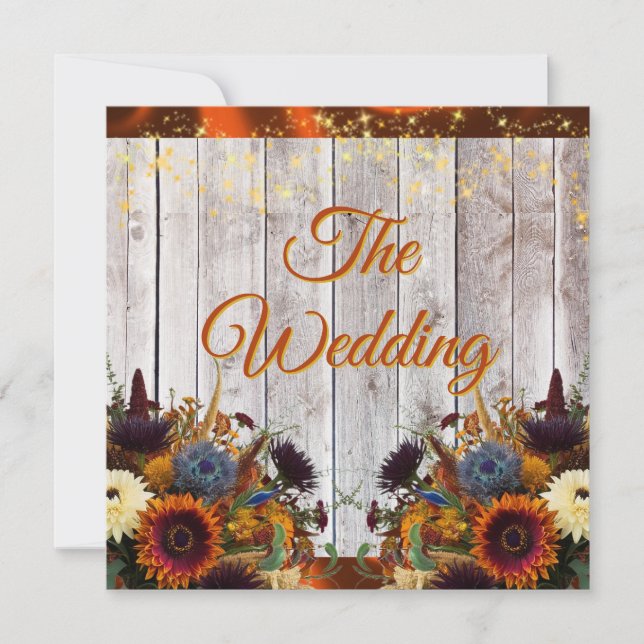 Fall Wildflowers & Lights Wedding Invitation (Front)