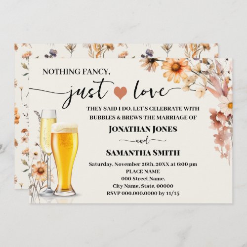 Fall Wildflowers Nothing Fancy Just Love Elopement Invitation