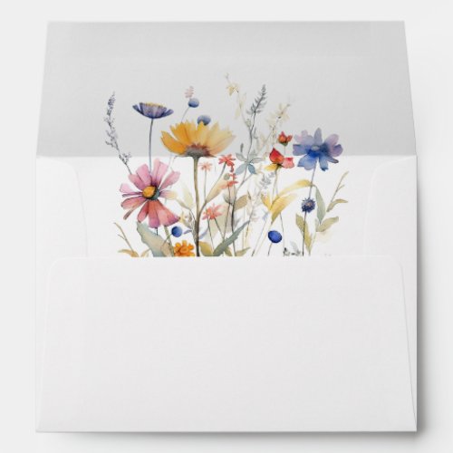 Fall Wildflowers Return Address Wedding Envelope