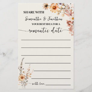 Fall Wildflowers Share Date Idea Shower Game Card Flyer