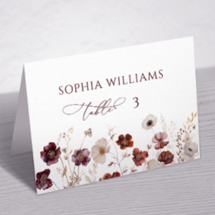 Fall Wildflowers Wedding Place Card