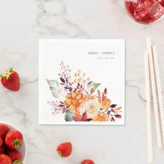 Fall Winter Floral Wedding Napkins (Insitu)
