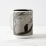 Fall Winter Gloomy Crow or Raven sitting in a tree Two-Tone Coffee Mug