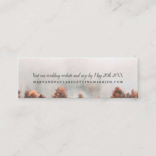 Fall winter pine trees forest photo wedding detail mini business card