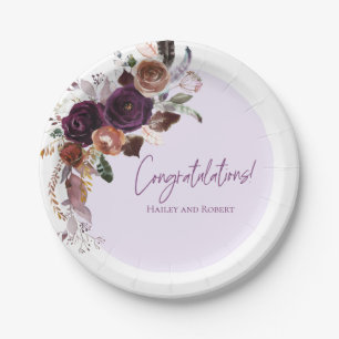 Fall Winter Plum, Pink and Gold Baby Shower Paper Plates