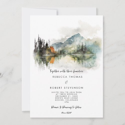 fall winter rustic mountain wedding invitation